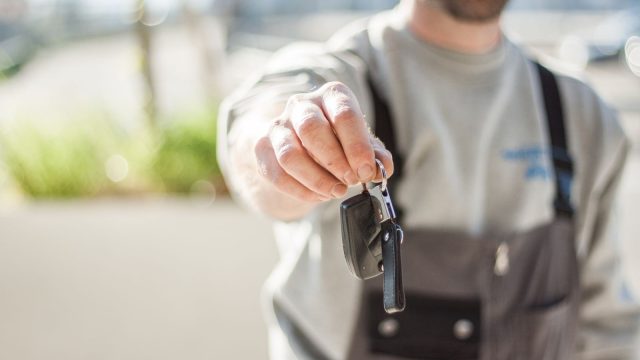 Close-up of a car key ready for pickup